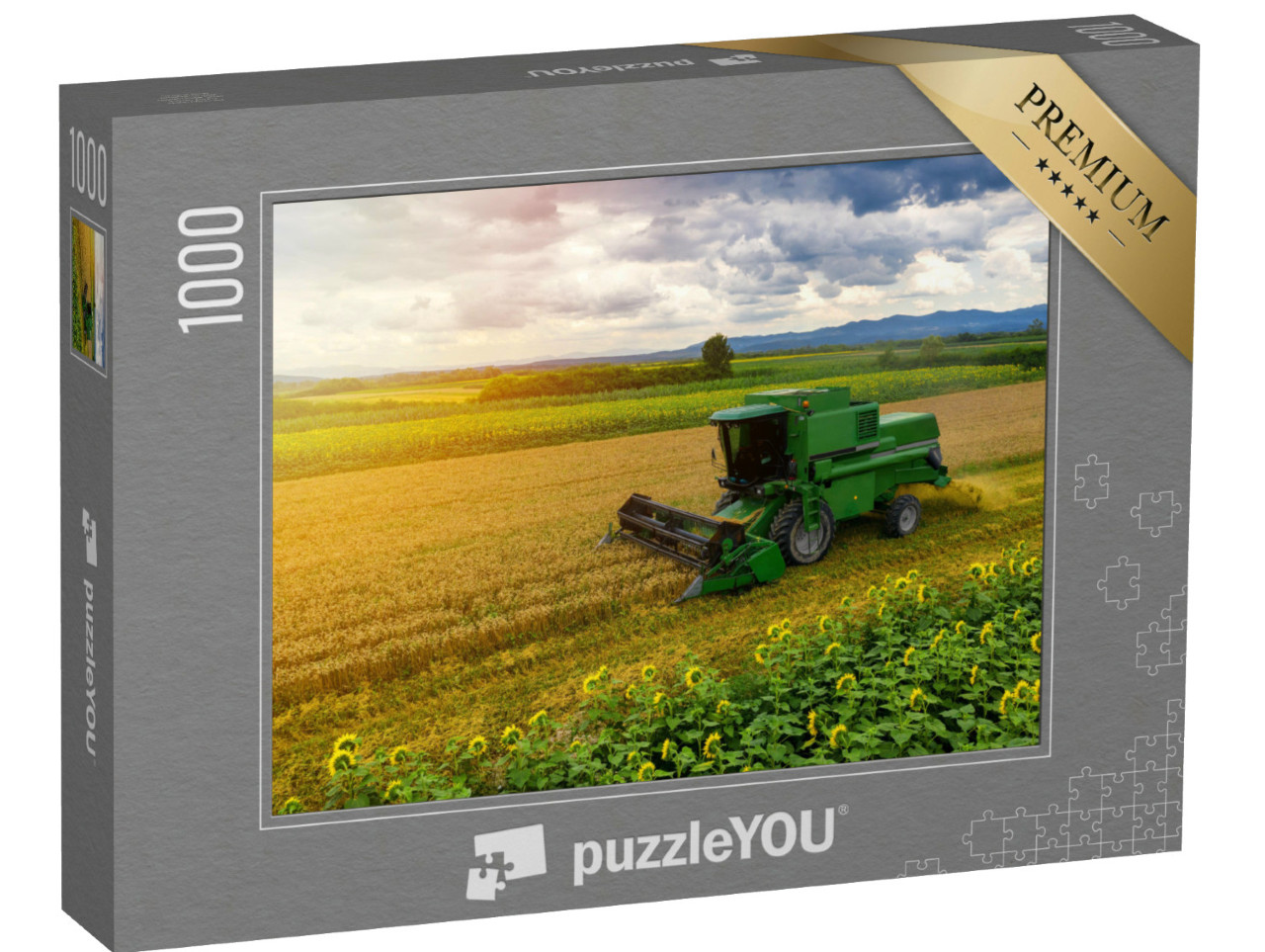 Puzzle de 1000 pièces « Moissonneuse-batteuse au travail dans un champ de blé »
