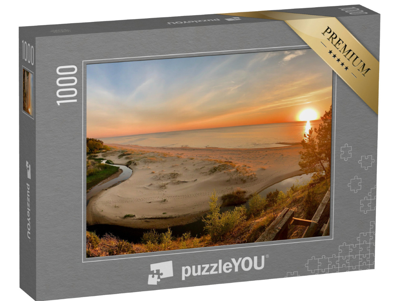 Puzzle de 1000 pièces « Vue panoramique de la mer Baltique et de la plage au coucher du soleil, Saulkrasti, Lettonie »