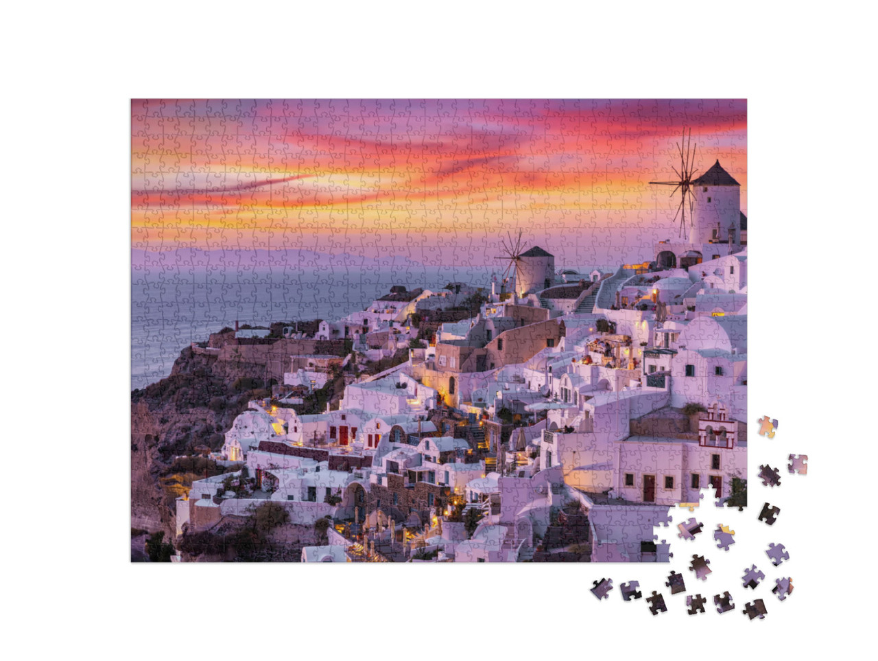 Puzzle de 1000 pièces « Village d'Oía sur l'île de Santorin, Grèce »