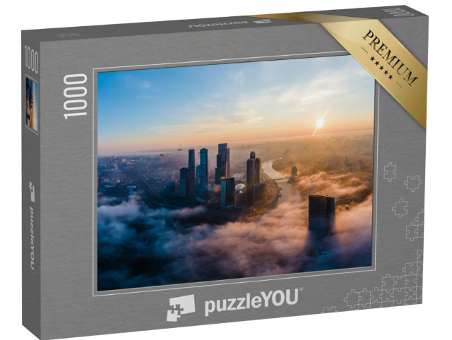 Puzzle de 1000 pièces « Vue aérienne : les tours du Moscow International Business Centre le matin »