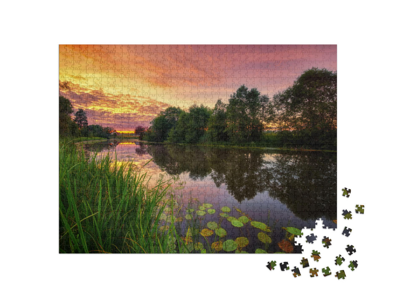 Puzzle de 1000 pièces « Coucher de soleil dans la nature en Estonie »