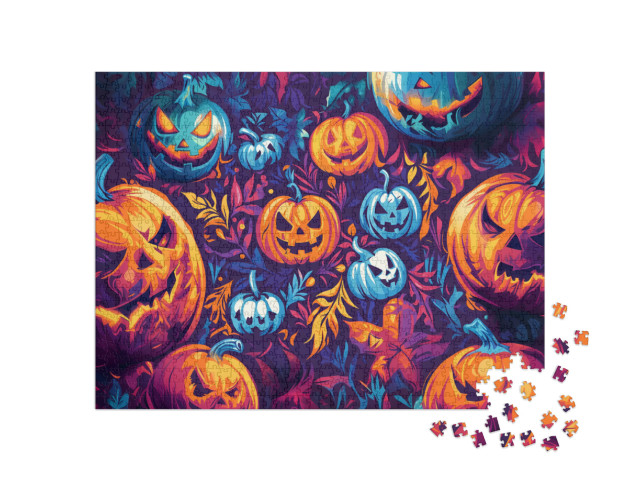 Puzzle de 1000 pièces « Citrouilles colorées, Halloween »