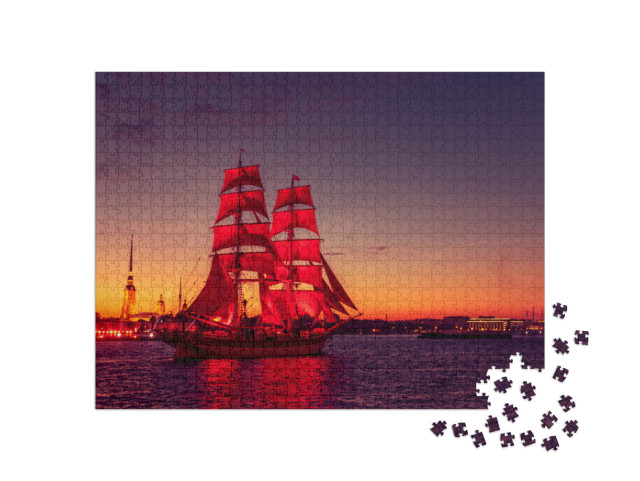 Puzzle de 1000 pièces « Bateau aux voiles écarlates, Saint-Pétersbourg »