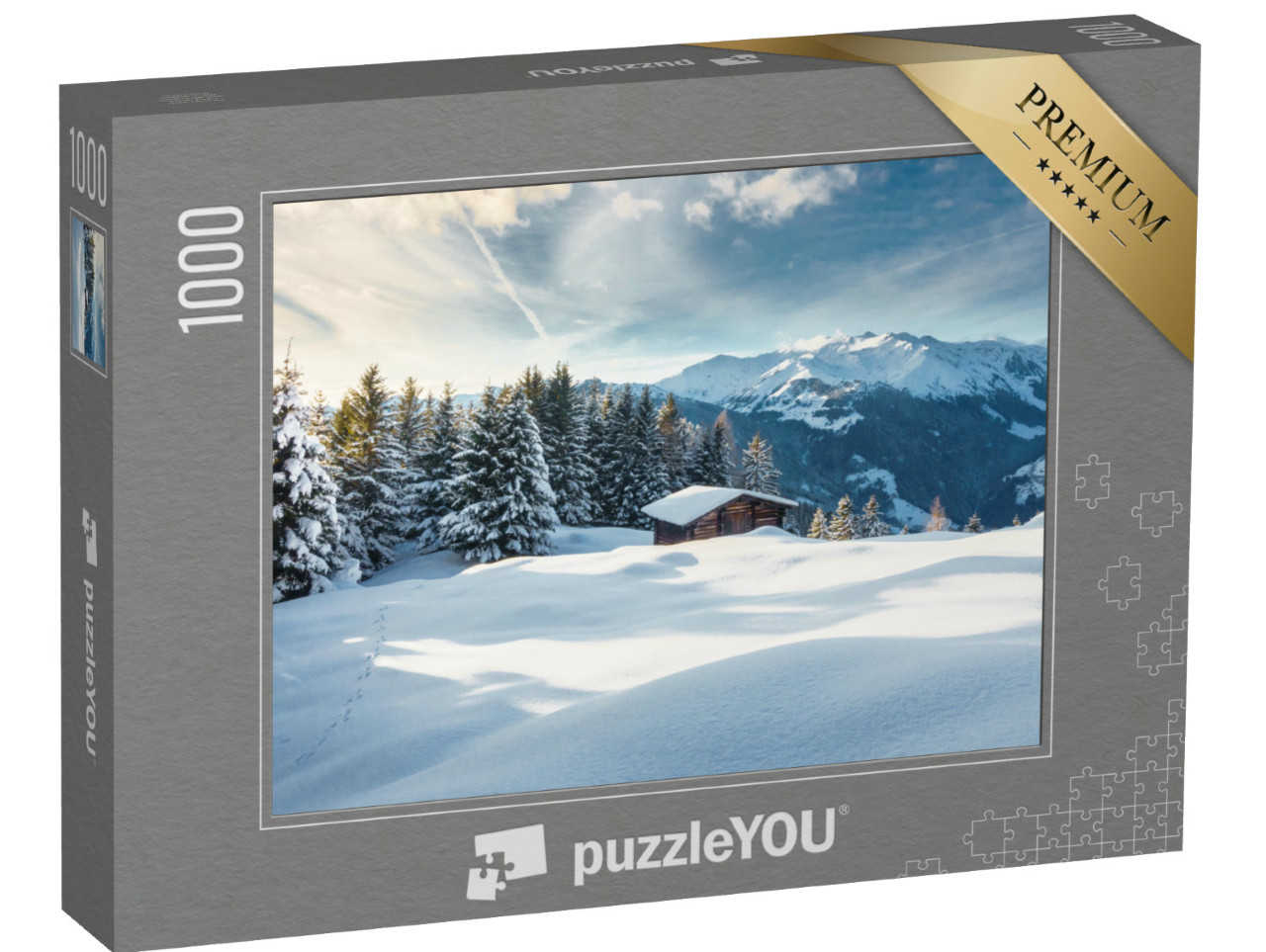 Puzzle de 1000 pièces « Refuge de montagne au pays des merveilles hivernales »