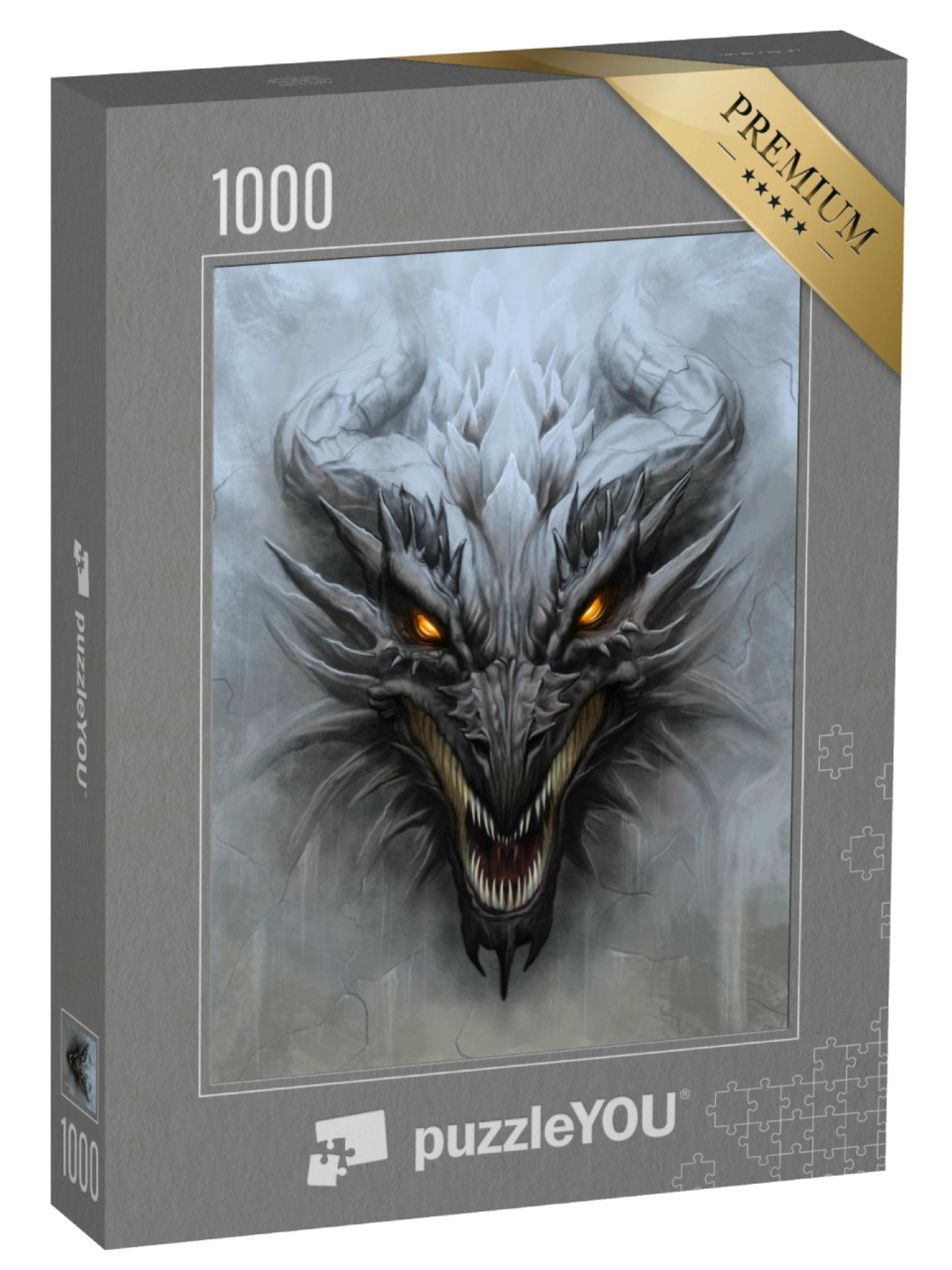 Puzzle de 1000 pièces « Tête de dragon sur la pierre grise »