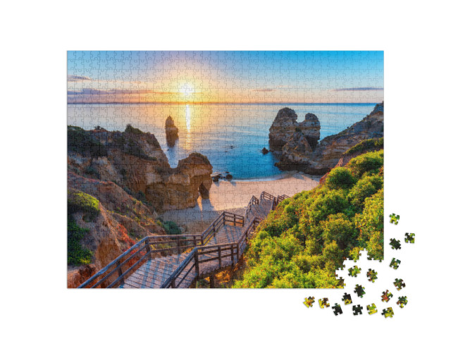 Puzzle de 1000 pièces « Praia do Camilo : plage de l'Algarve avec une mer bleue, Portugal »