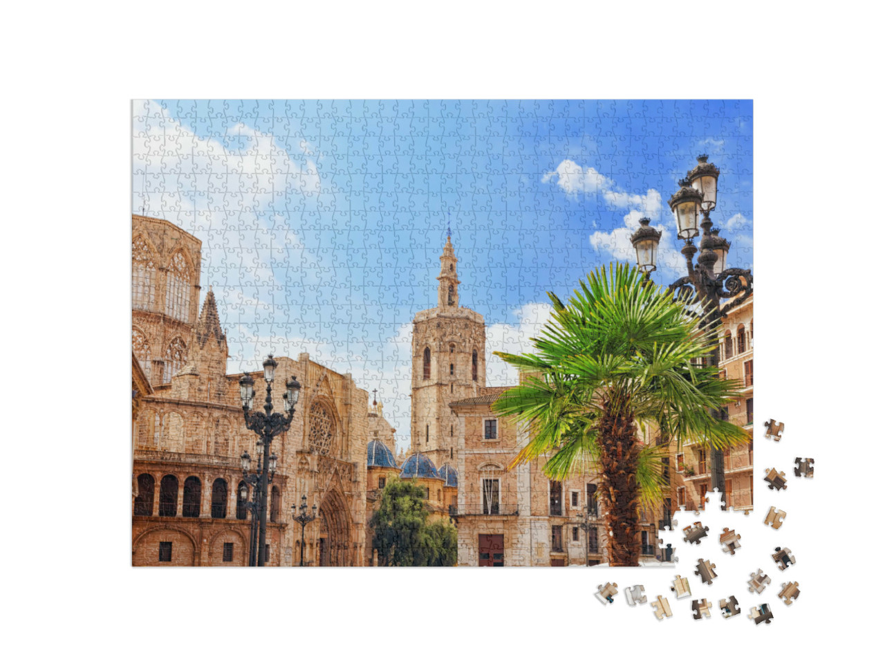 Puzzle de 1000 pièces « Vieille ville et cathédrale de Valence, Espagne »