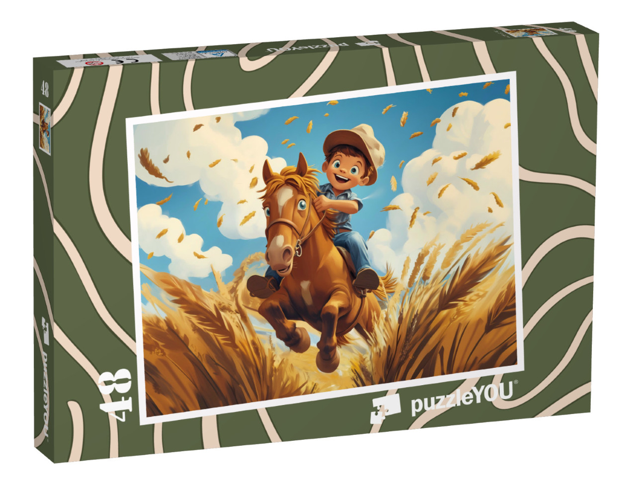Puzzle de 48 pièces « Le petit cow-boy et son cheval fidèle »