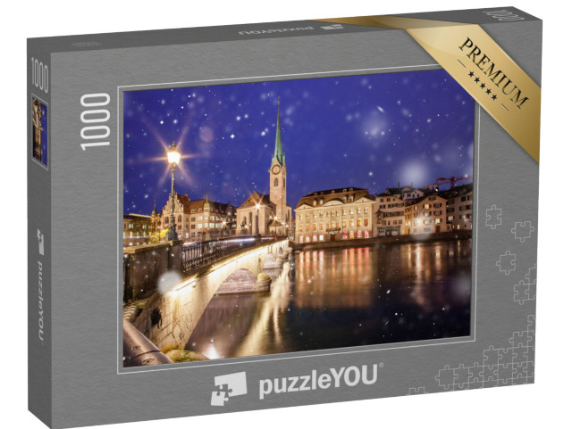 Puzzle de 1000 pièces « Brouillard de neige au centre-ville de Zurich »