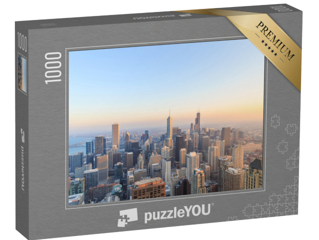 Puzzle de 1000 pièces « Vue aérienne de Chicago au coucher du soleil »