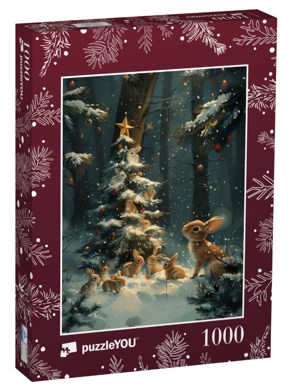 Puzzle de 1000 pièces « Lapins dans la magie de Noël »