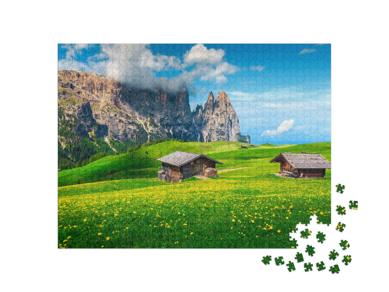 Puzzle de 1000 pièces « Paysage pittoresque de l'Alpe de Siusi, Dolomites, Tyrol du Sud »