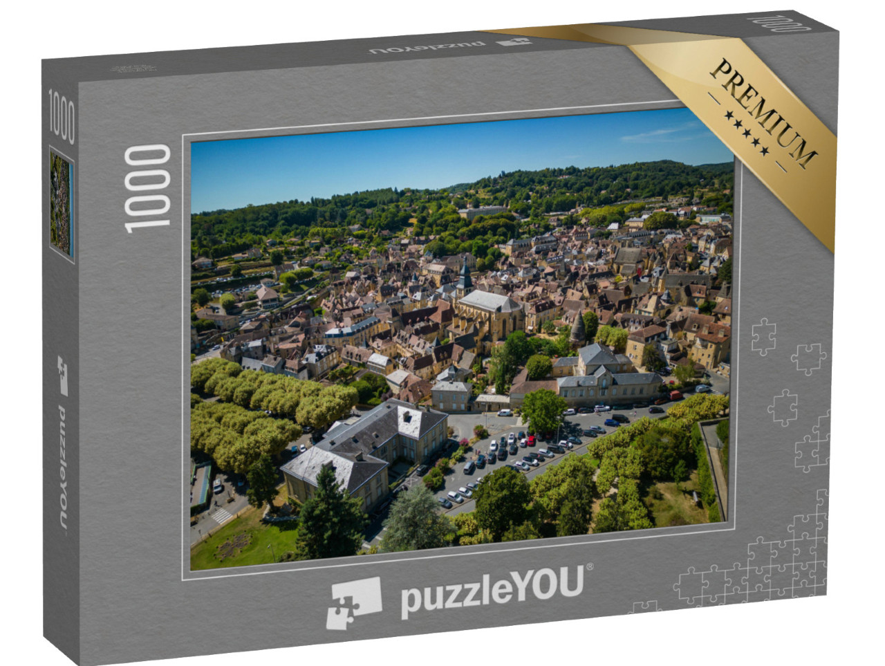 Puzzle de 1000 pièces « Vue aérienne de la ville de Sarlat la caneda, dans le Périgord, Dordogne, France »