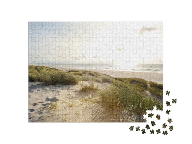Puzzle de 1000 pièces « Plage du soir et dunes de sable, Jutland Danemark »