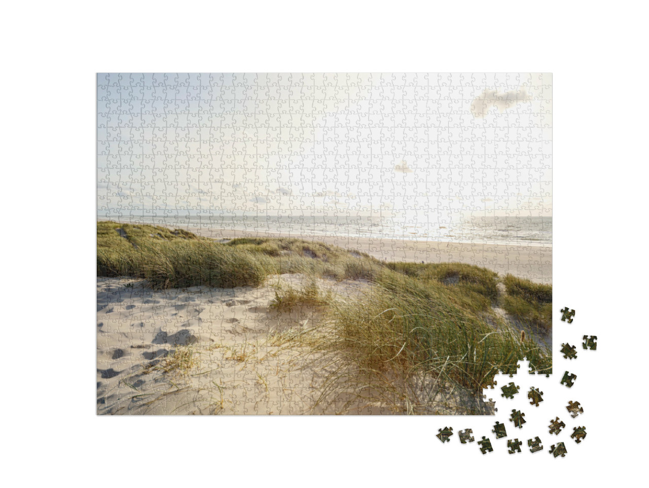 Puzzle de 1000 pièces « Plage du soir et dunes de sable, Jutland Danemark »