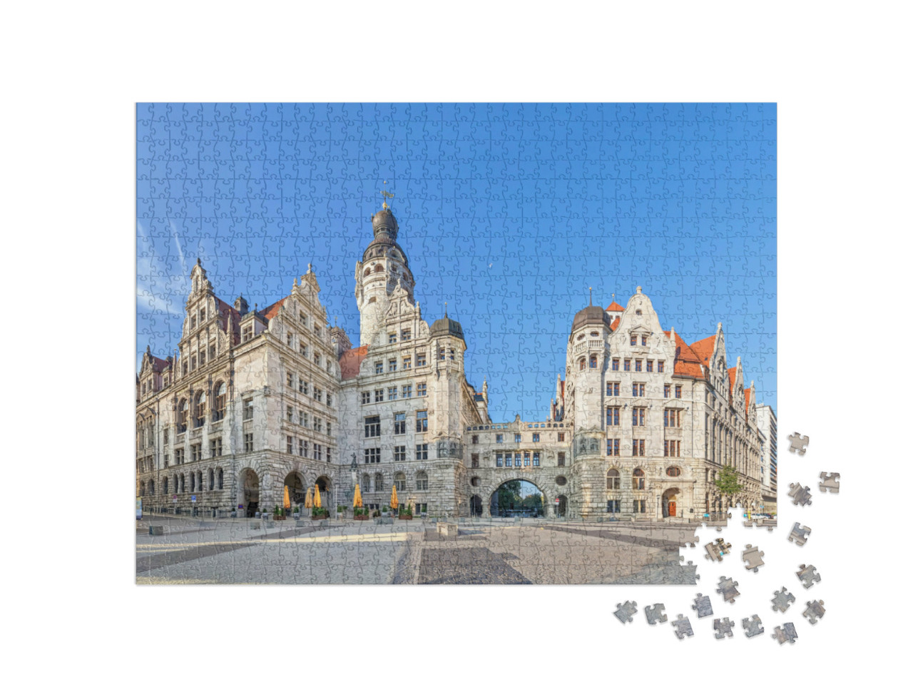 Puzzle de 1000 pièces « Le nouvel hôtel de ville : vue depuis la Burgplatz, Leipzig, Allemagne »