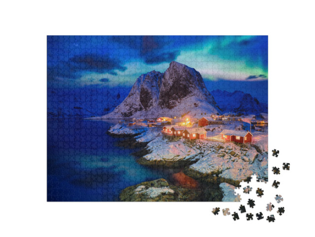 Puzzle de 1000 pièces « Hamnøy village de pêcheurs sur l'archipel des Lofoten, Norvège »
