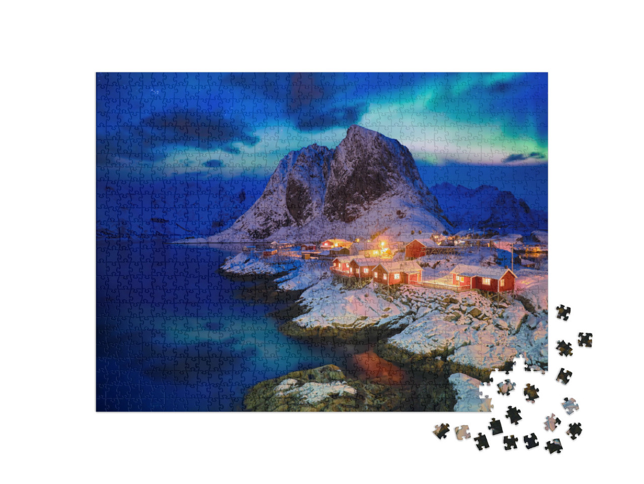 Puzzle de 1000 pièces « Hamnøy village de pêcheurs sur l'archipel des Lofoten, Norvège »