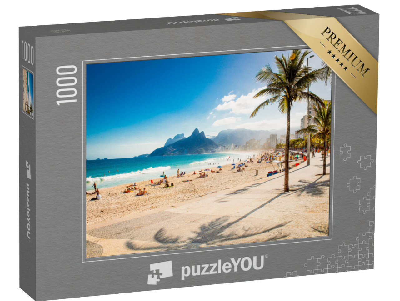 Puzzle de 1000 pièces « Palmiers et montagne des Deux Frères sur la plage d'Ipanema, Rio de Janeiro »