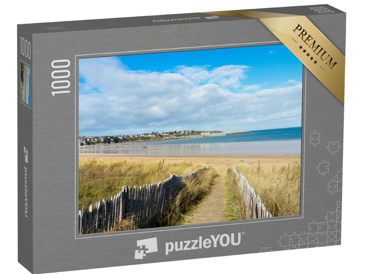 Puzzle de 1000 pièces « Plage de Saint-Cast-le-Guildo sur la Côte d'Émeraude dans le département des Côtes-d'Armor en Bretagne »