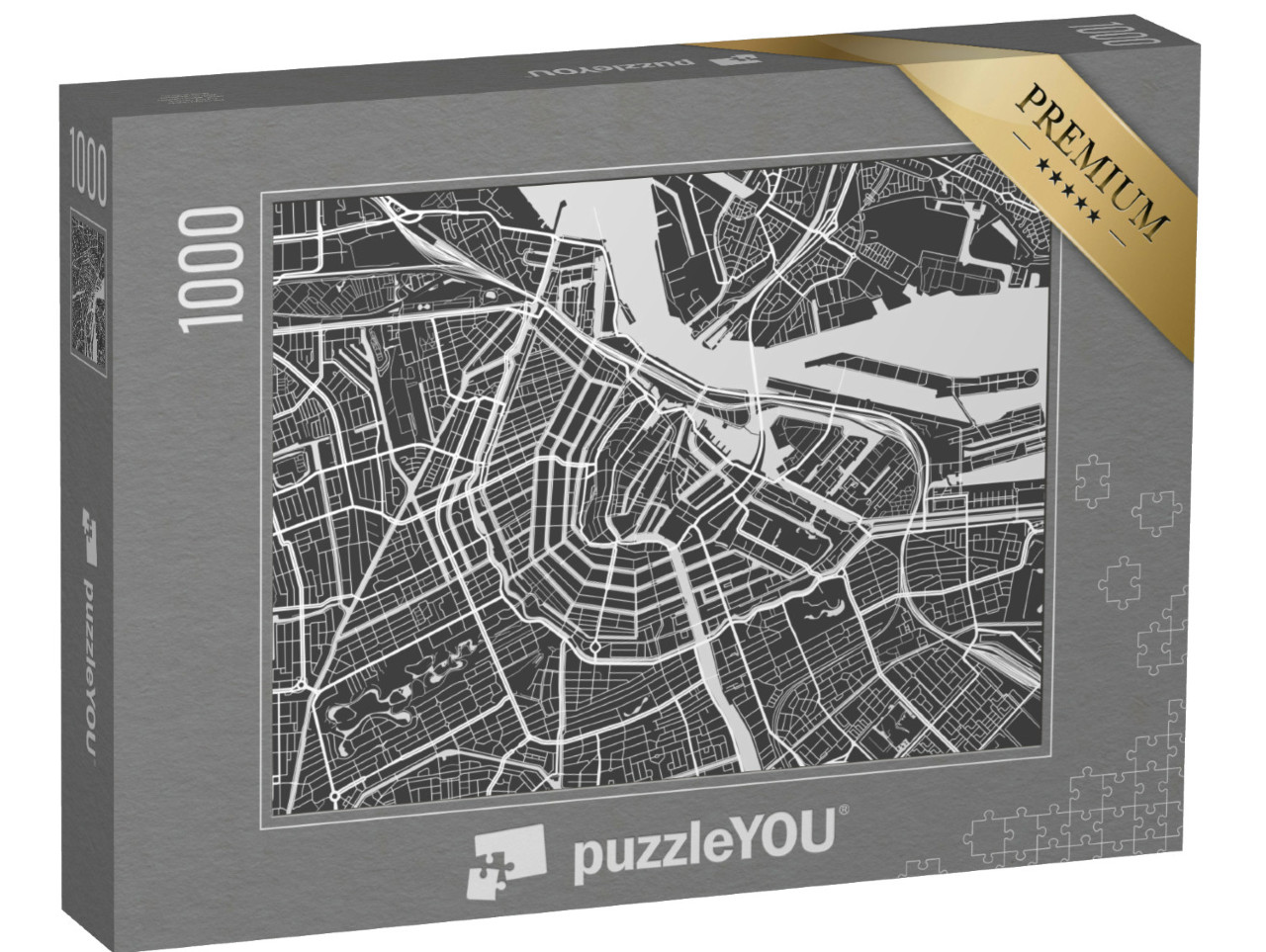 Puzzle de 1000 pièces « Carte stylisée d'Amsterdam »