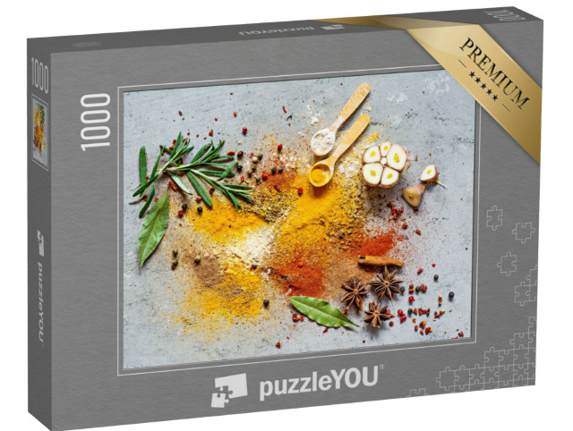 Puzzle de 1000 pièces « Poudre d'épices et herbes aromatiques pour la cuisine asiatique »