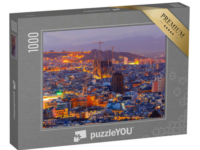 Puzzle de 1000 pièces « Barcelone avec la colline de Lmontjuic la nuit »