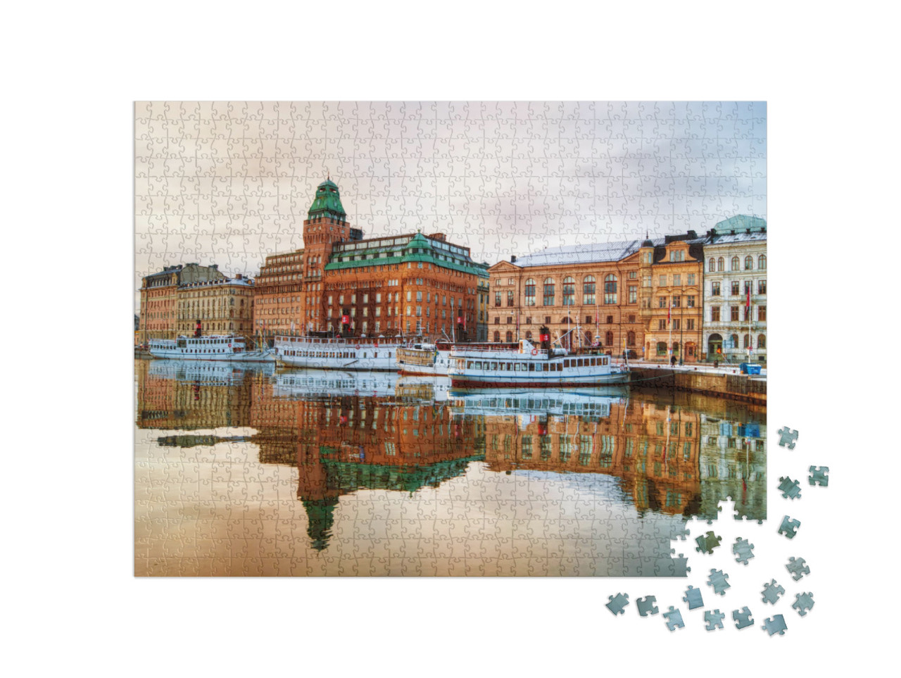 Puzzle de 1000 pièces « Vue du centre de Stockholm à l'aube »