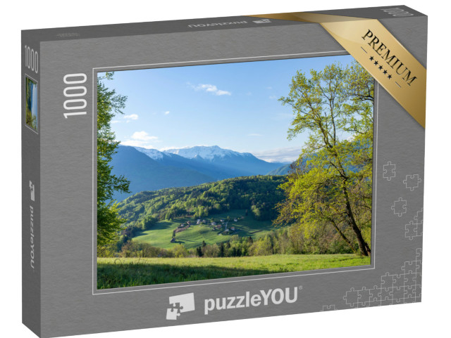 Puzzle de 1000 pièces « Paysage de montagne dans les Alpes savoyardes dans le parc naturel régional des Bauges »