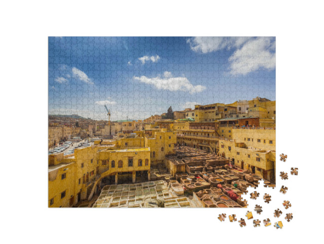 Puzzle de 1000 pièces « Tannerie traditionnelle de cuir à Fès, Maroc »