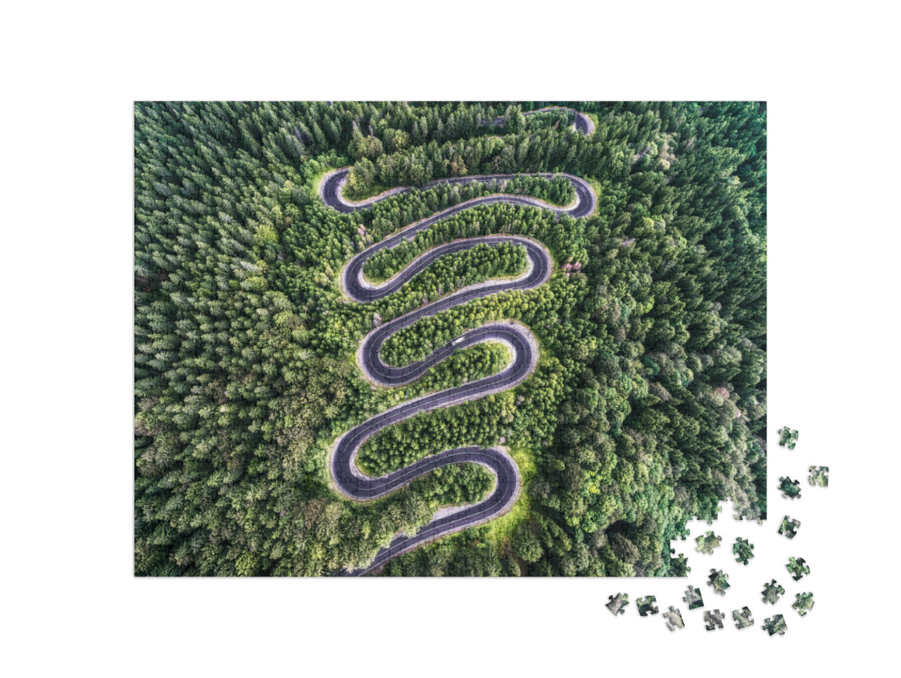 Puzzle de 1000 pièces « Col de montagne en Transylvanie, Roumanie »