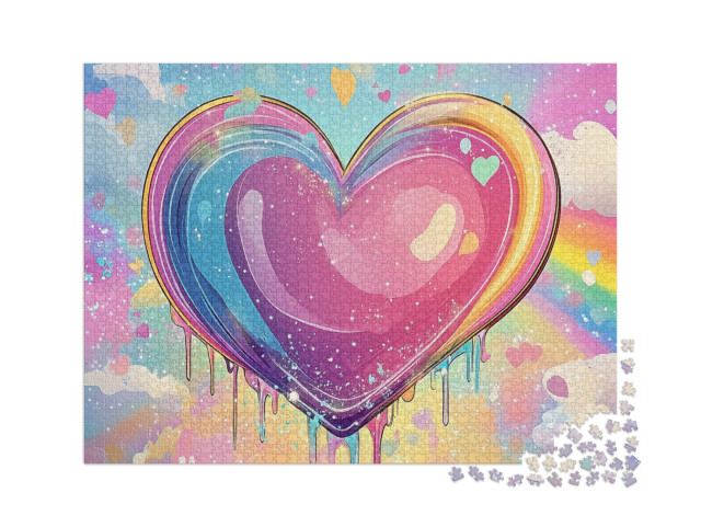 Puzzle de 2000 pièces « Cœur arc-en-ciel »