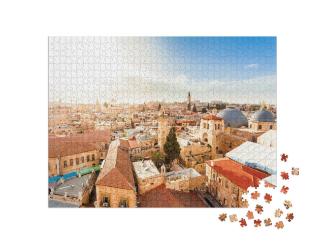 Puzzle de 1000 pièces « Vieille ville de Jérusalem vue du ciel »
