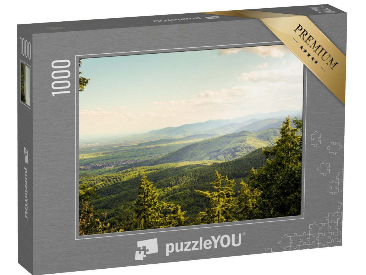 Puzzle de 1000 pièces « Belle chaîne de montagnes boisées des Vosges, dans l'est de la France. »