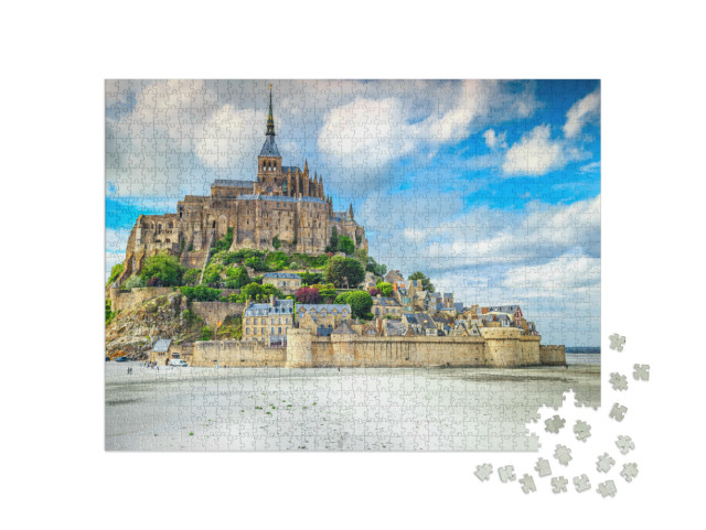 Puzzle de 1000 pièces « Belle cathédrale du Mont Saint Michel sur l'île, Normandie, Nord de la France, Europe »