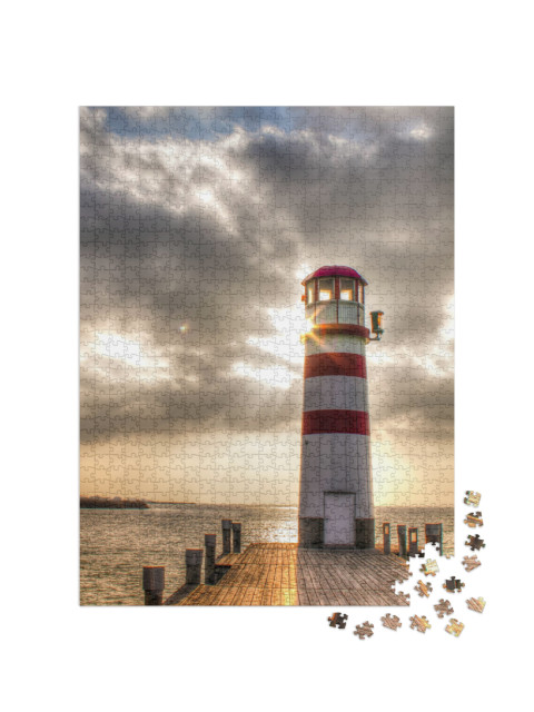 Puzzle de 1000 pièces « Phare dans un magnifique coucher de soleil »