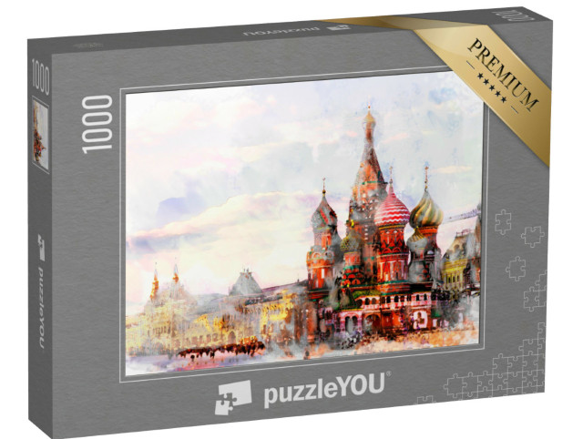 Puzzle de 1000 pièces « Aquarelle de Moscou au coucher du soleil »