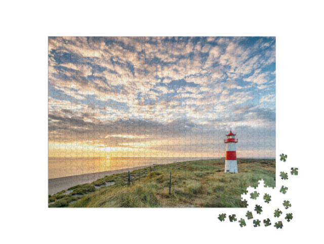 Puzzle de 1000 pièces « Phare rouge sur l'île de Sylt, Frise du Nord, Schleswig-Holstein, Allemagne »