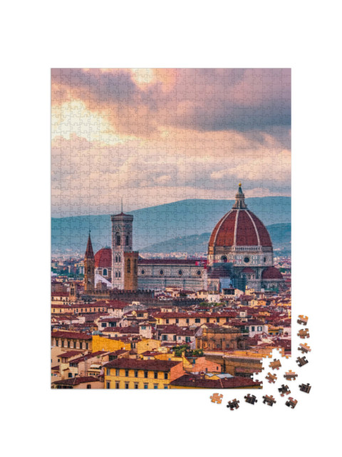 Puzzle de 1000 pièces « Coucher de soleil sur Florence en Italie »