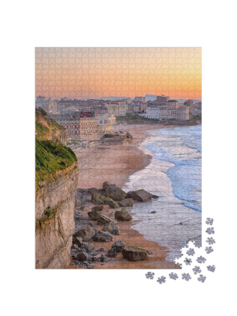 Puzzle de 1000 pièces « Coucher de soleil sur la plage de Biarritz, France »