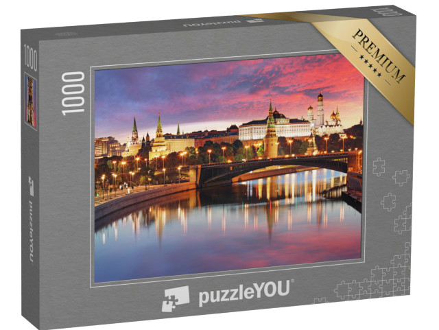 Puzzle de 1000 pièces « Skyline de la ville de Moscou au coucher du soleil »