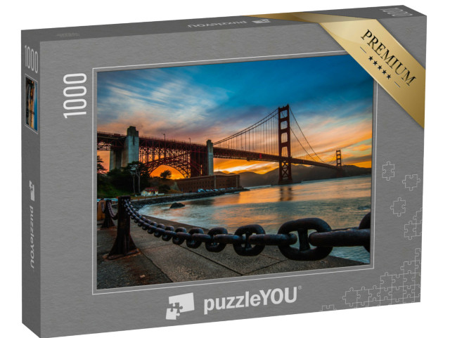Puzzle de 1000 pièces « Lumière dorée du soir sur le Golden Gate Bridge »
