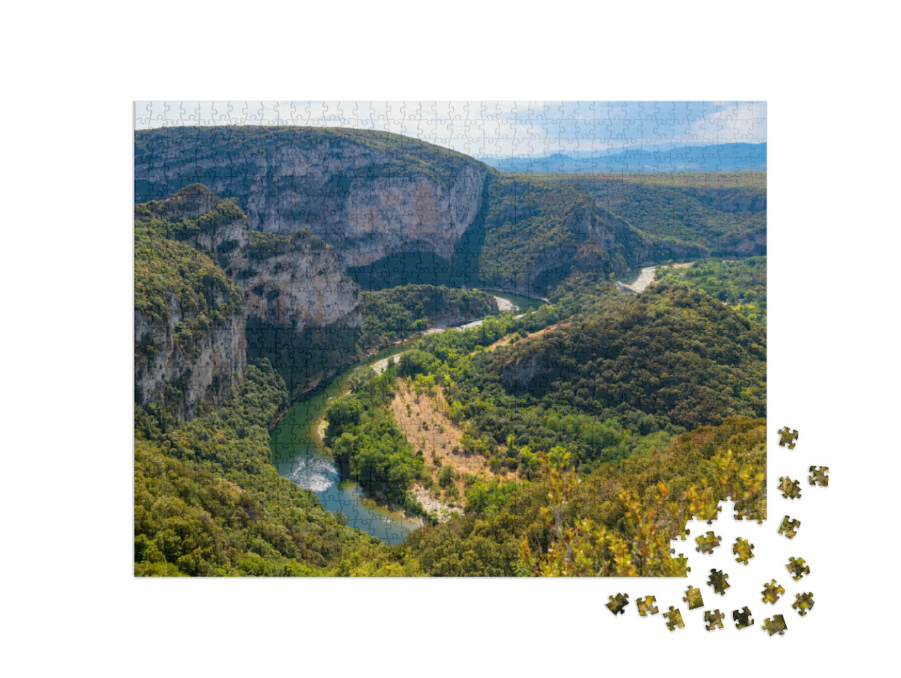 Puzzle de 1000 pièces « Panorama des gorges de l'Ardèche en Provence dans le sud de la France »