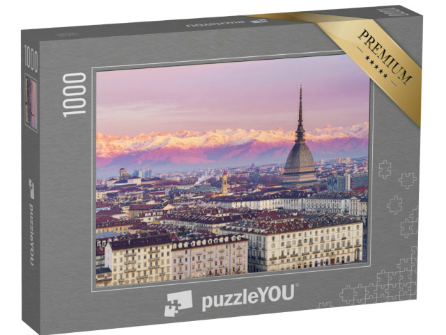 Puzzle de 1000 pièces « Sur les toits de Turin, avec les Alpes italiennes en arrière-plan »