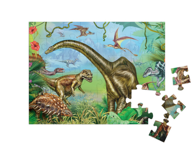Puzzle de 48 pièces « Un monde de dinosaures impressionnants »