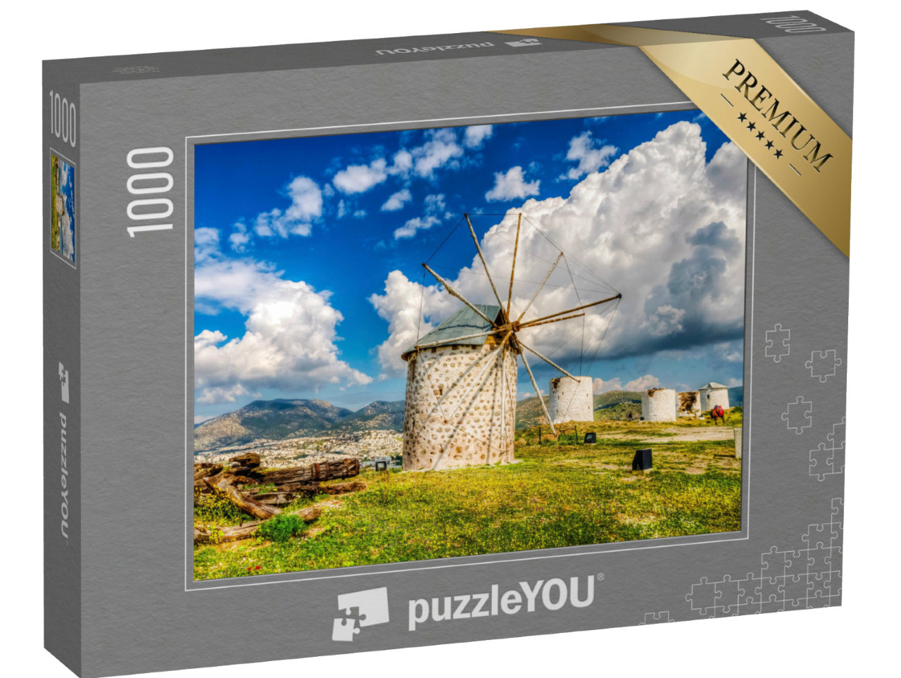 Puzzle de 1000 pièces « Moulins à vent de la ville de Bodrum, Turquie »