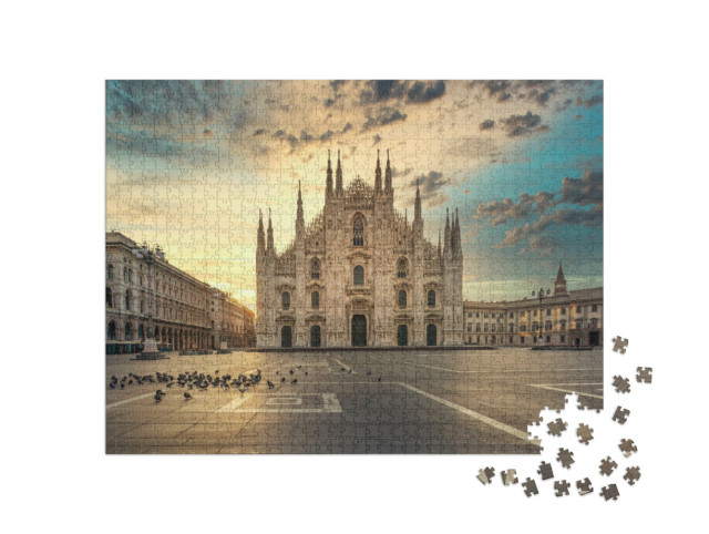 Puzzle de 1000 pièces « Duomo de Milan, cathédrale au lever du soleil, Italie »