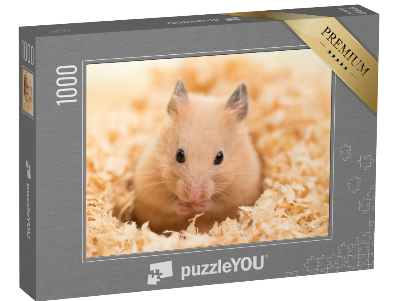 Puzzle de 1000 pièces « Hamster doré sur copeaux de bois »