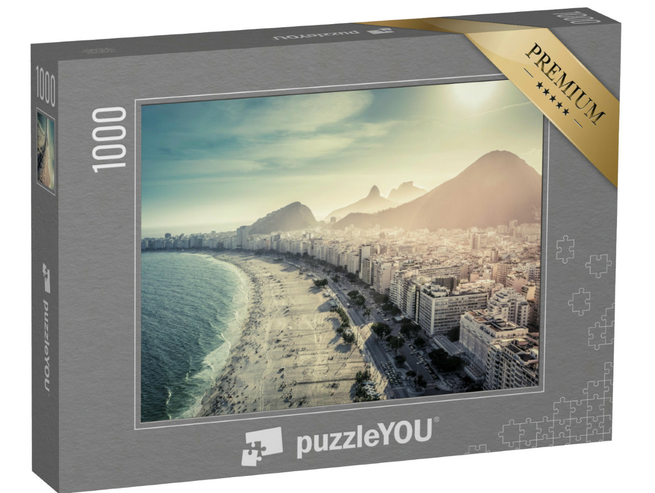 Puzzle de 1000 pièces « Plage de Copacabana à Rio de Janeiro, Brésil, noir et blanc »