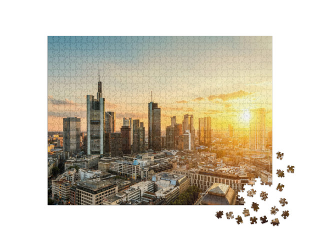 Puzzle de 1000 pièces « Skyline de Francfort-sur-le-Main au coucher du soleil »